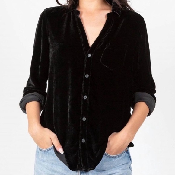 CP Shades Tops - CP Shades Romy Velvet Shirt Small S Black